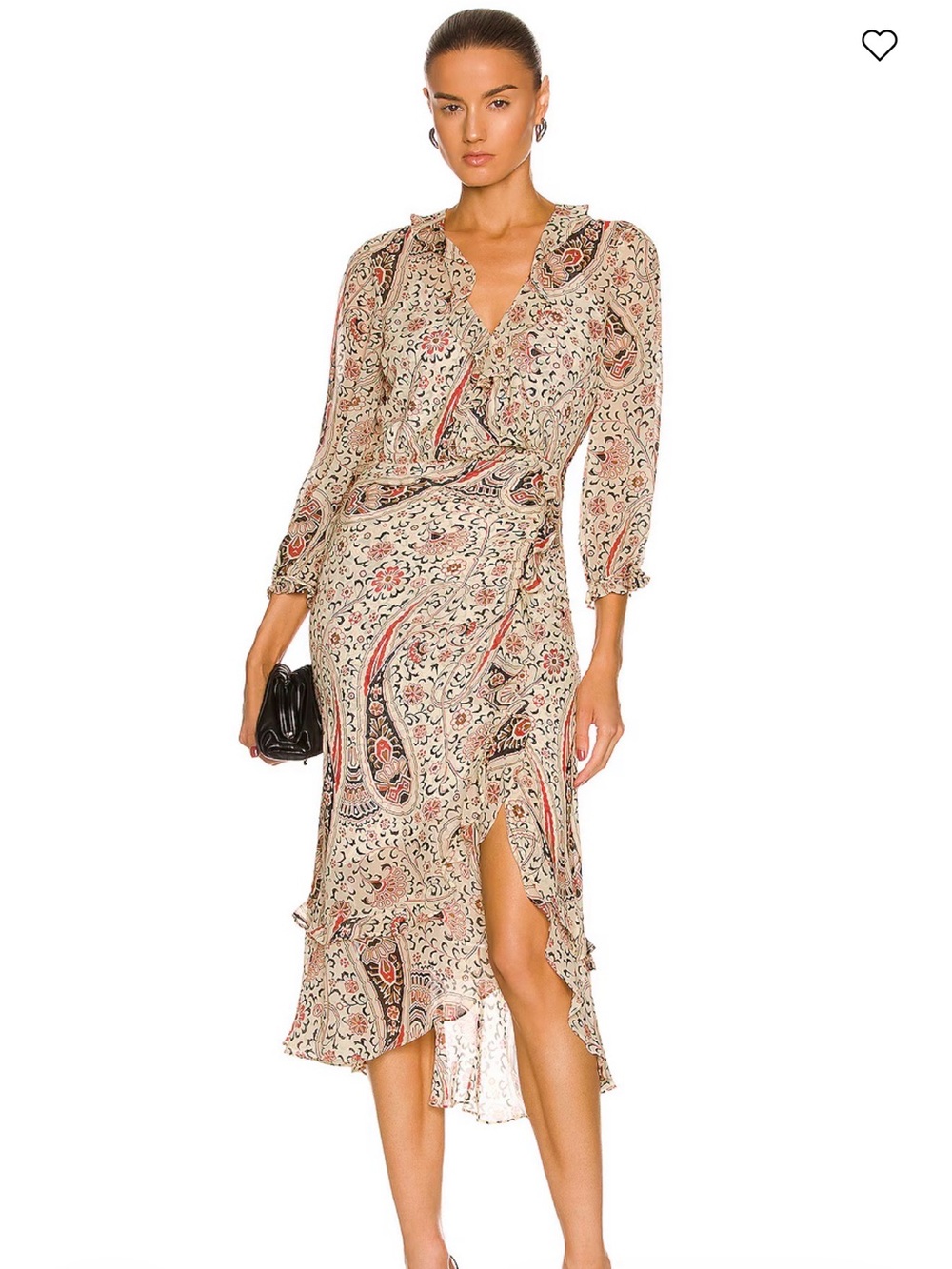 Veronica Beard Derby Silk Wrap Midi Dress Size 24 Oat Multi Paisley